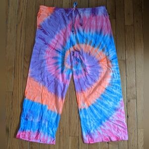 NWT Women's Just Love blue pink purple tie dye capri pants size XL